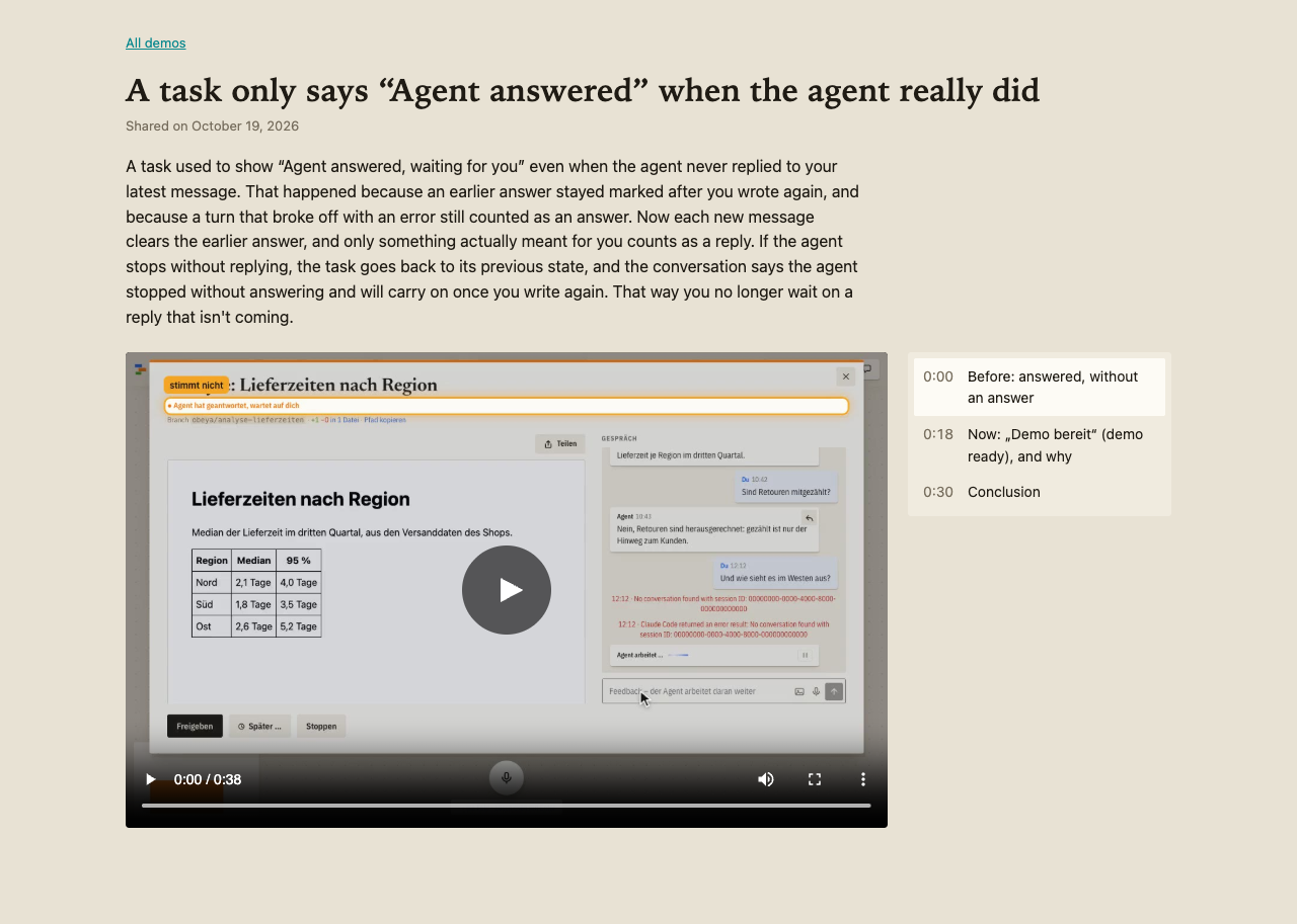 A demo page with video and chapters